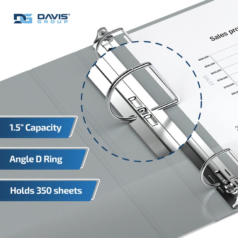 Davis Group Premium Economy 6-Pack 3-Ring Binders for School or Office, D-Ring Binders, 1.5 Inch, Gray - Image 2